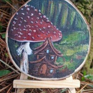 Decoration-From-Oak-Painted-With-Mushrooms-Houses-Flowers