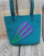 Purple Feather Reed Pattern Handbag