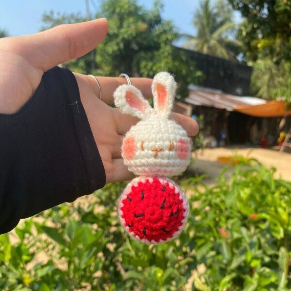 Rabbit on Fruit Keychain